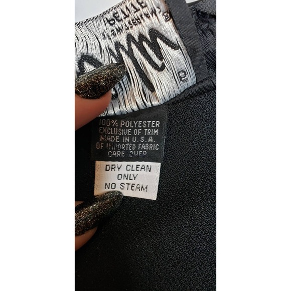 VTG Ursula Switzerland Petite Black Sheer Long Sleeve Gold Beaded Cocktail Dress - Picture 7 of 15